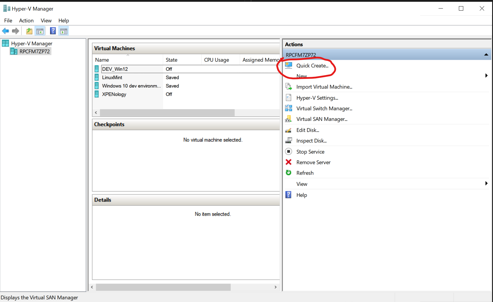 Hyper-V Quick Create